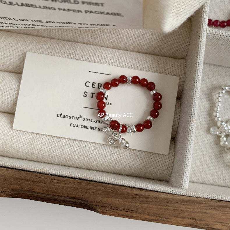 A관 - 플라워 잎사귀 복주머니 말 사과 미니 펜던트 925실버 반지 [RB] 25.11-4