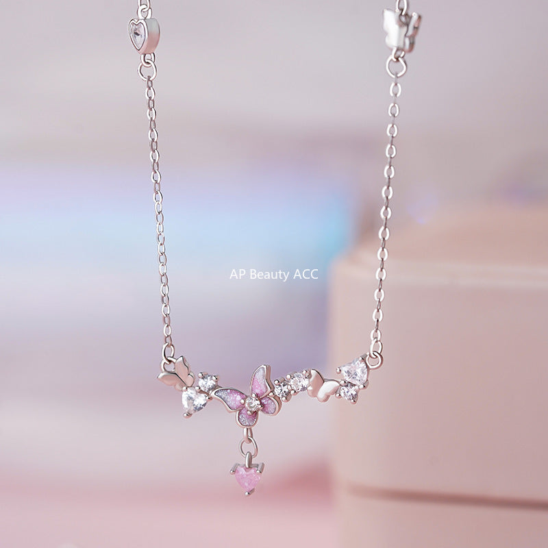 B관 - 999 실버 나비 하트 큐빅 펜던트 목걸이 [YC0028N_1] 25.10-3