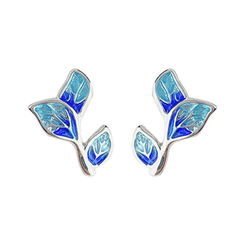 C관 - 간결한 잎사귀 은침 귀걸이 [3981] 24.05-5