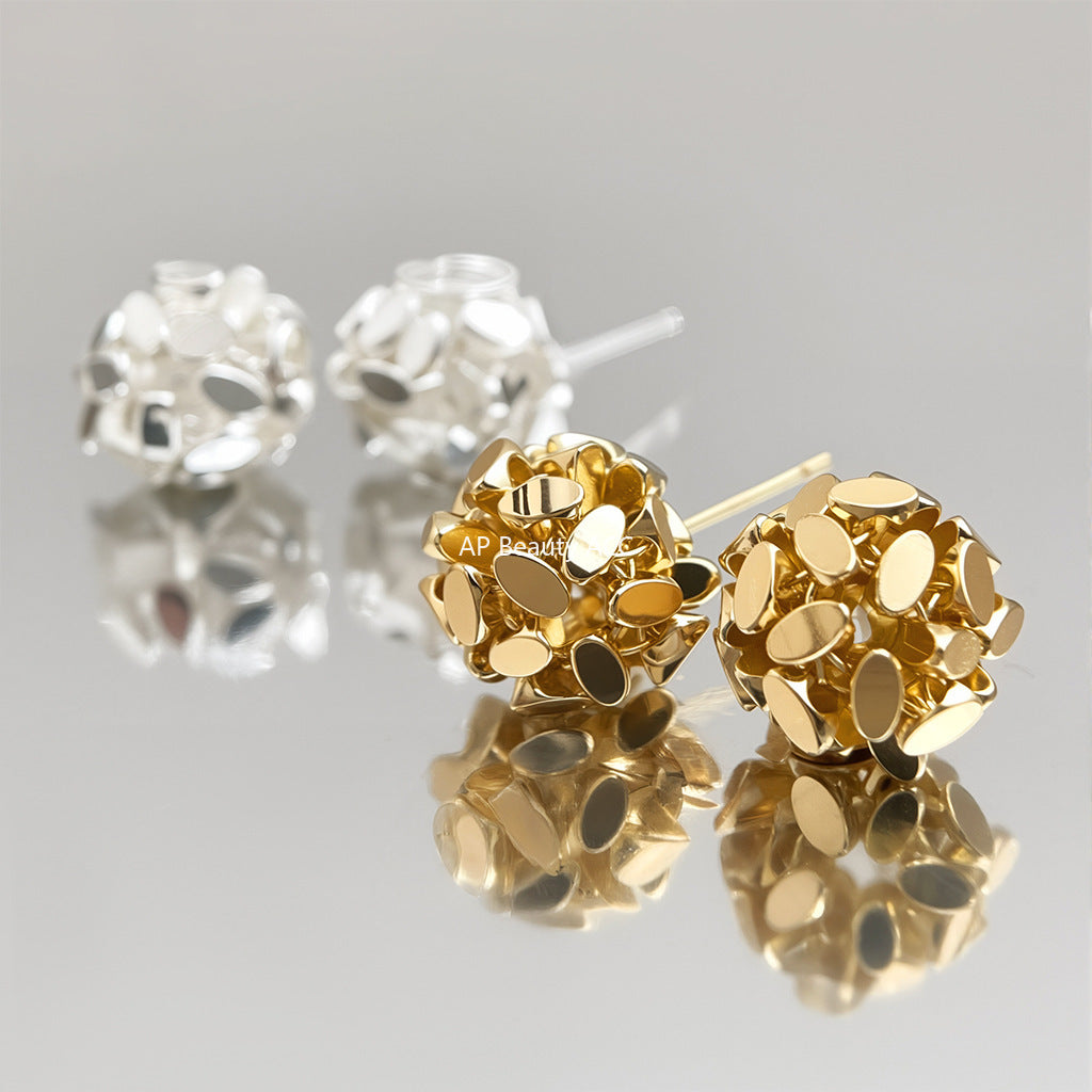 C관 - 14K 도금 불규칙 실버 조각 핸드메이드 원형 귀걸이 [5797-5798] 25.04-1