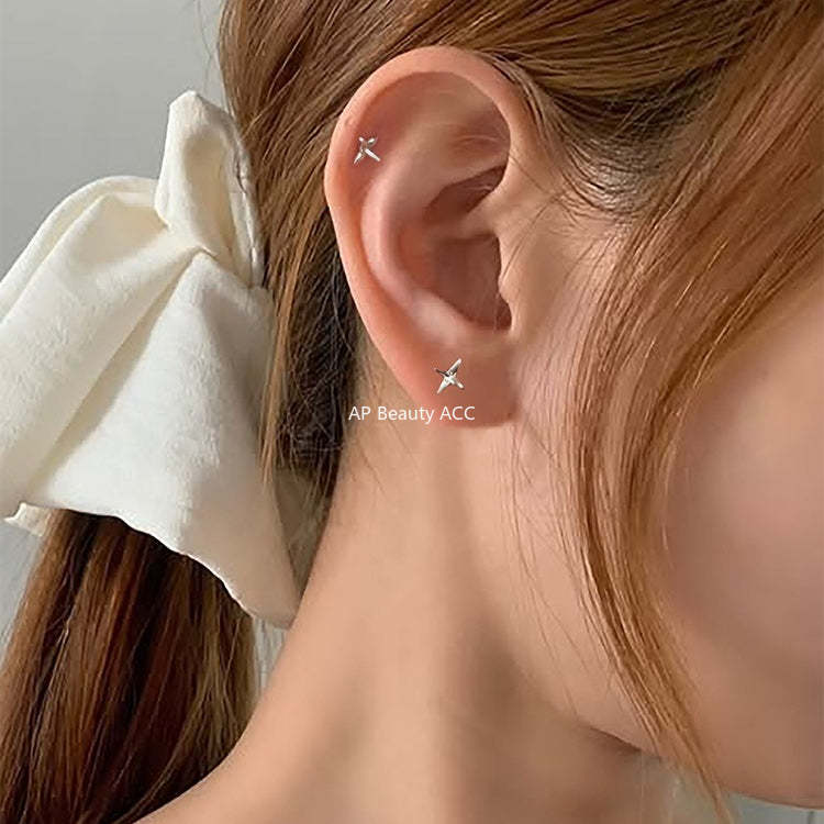 A관 - 925 실버 학 디자인 피어싱 귀걸이 [EH-4327] 25.12-1