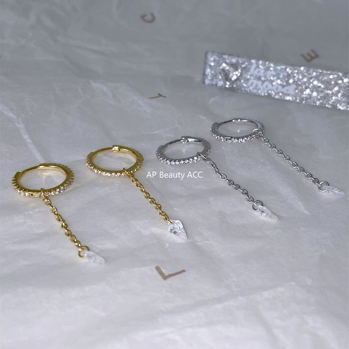 A관 - 925 은침 마름모 드롭 큐빅 디자인 귀걸이 [EH-4181] 25.10-3