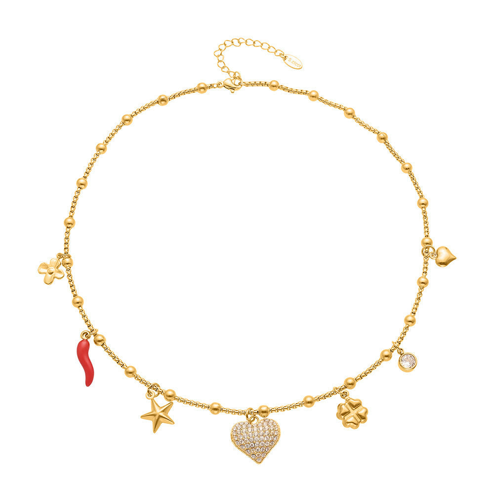 D관 - 스테인리스 스틸 18K 도금 하트 큐빅 펜던트 목걸이 [P1540] 25.10-3