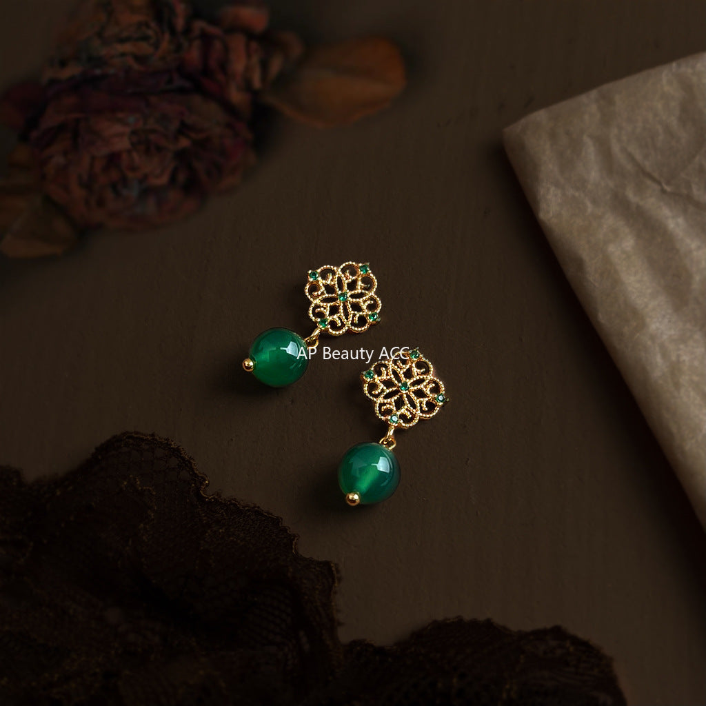 C관 - 925 은침 미니 큐빅 그린 오닉스 핸드메이드 귀걸이 [7068] 25.11-2