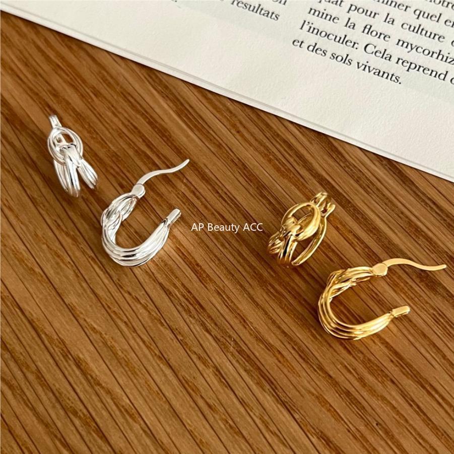 F관 - 925 실버 핸드메이드 매듭 모양 귀걸이 [C1086] 25.10-4