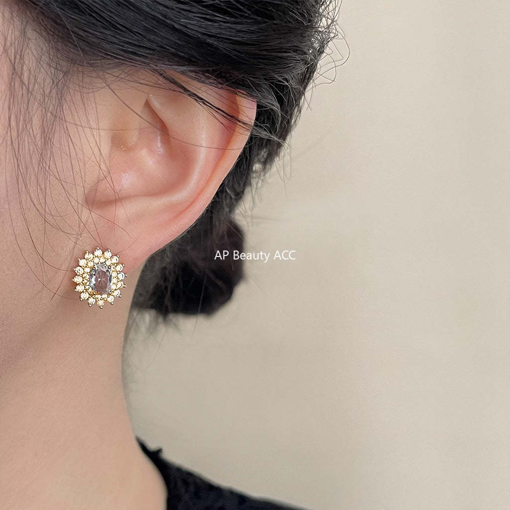 C관 - 14K 도금 타원형 기하학 심플 귀걸이 [4323] 24.06-3