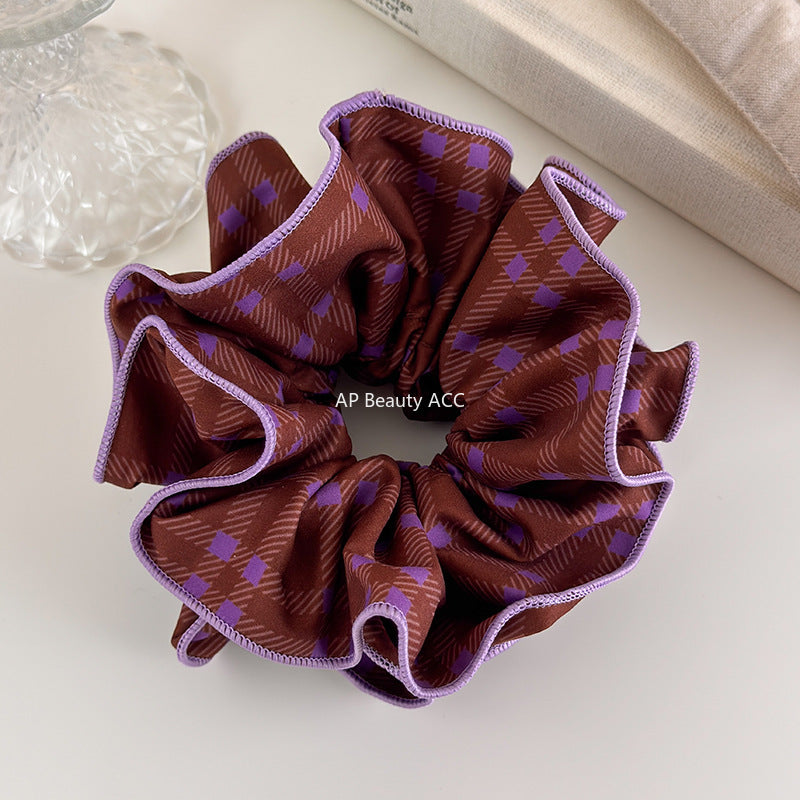 E관 - 체크무늬 디자인 대형 곱창 헤어밴드 [27536] 25.10-1