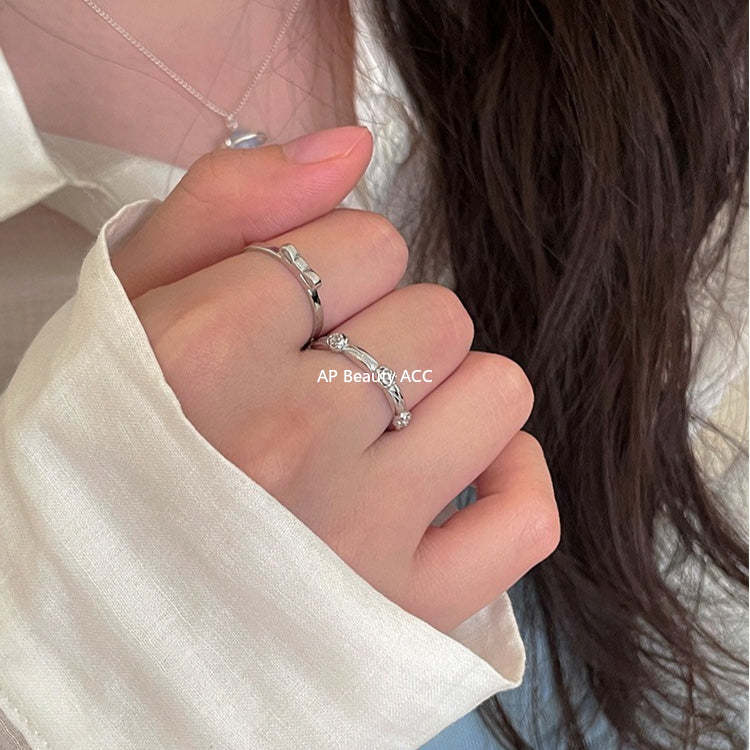 A관 - 925 실버 다이아 패턴 리본 장미 큐빅 반지 [JZ-0712] 25.10-5