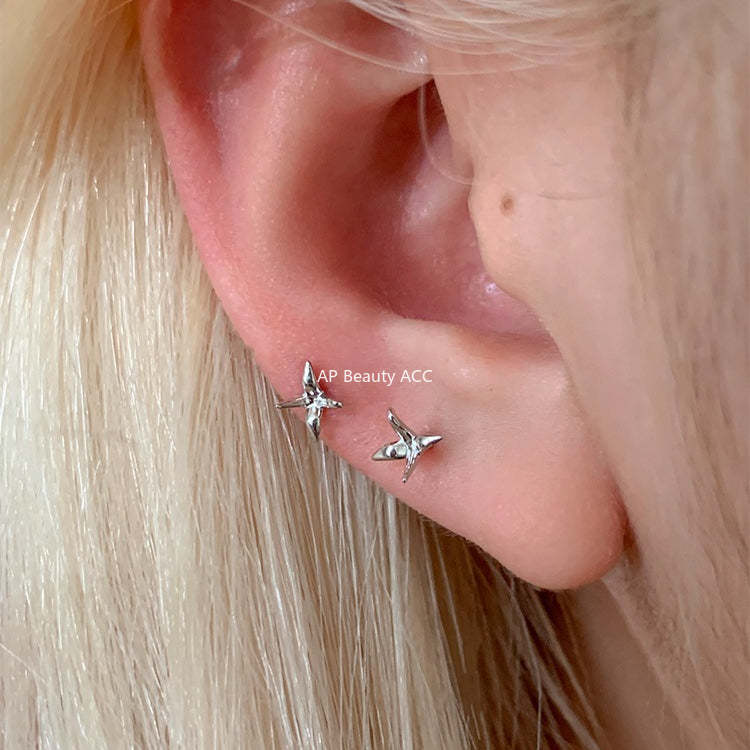 A관 - 925 실버 학 디자인 피어싱 귀걸이 [EH-4327] 25.12-1