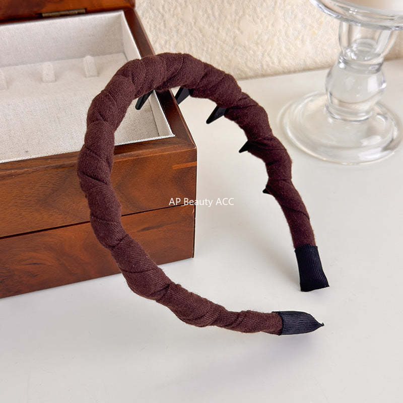 E관 - 소프트 벨벳 패브릭 꼬임 디자인 머리띠 [27499] 25.09-4