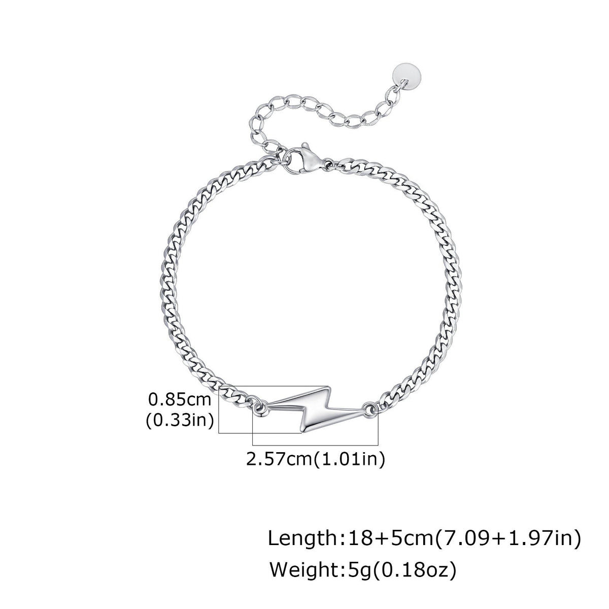 G관 - 스테인리스 스틸 번개 모양 펜던트 체인 팔찌 [BR-2620] 25.11-1