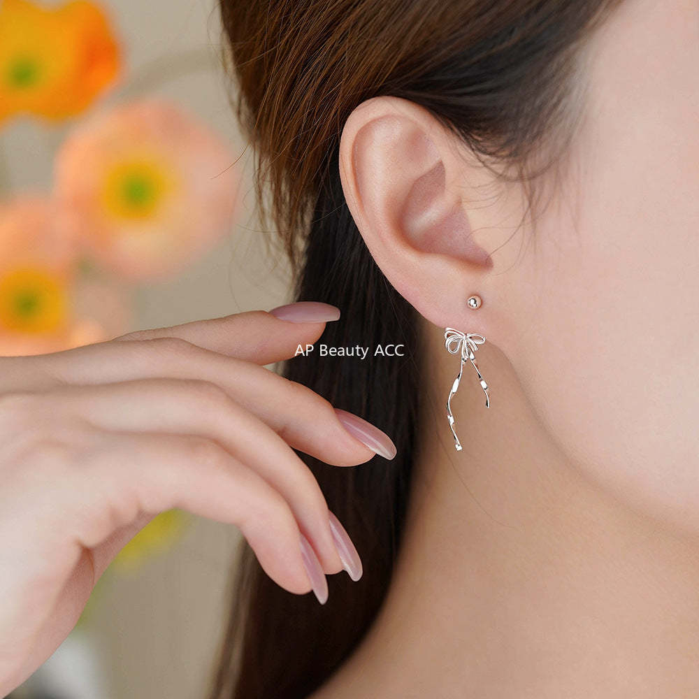 B관 - 925 실버 발레 리본 디자인 귀걸이 [YC9844E] 25.12-3