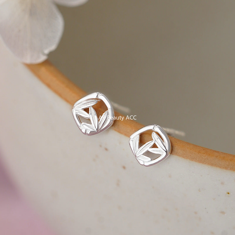 B관 - 999 실버 플라워 잎 디자인 호리병 사각 귀걸이 [YC3092E_1 YC4907E_1] 25.11-2