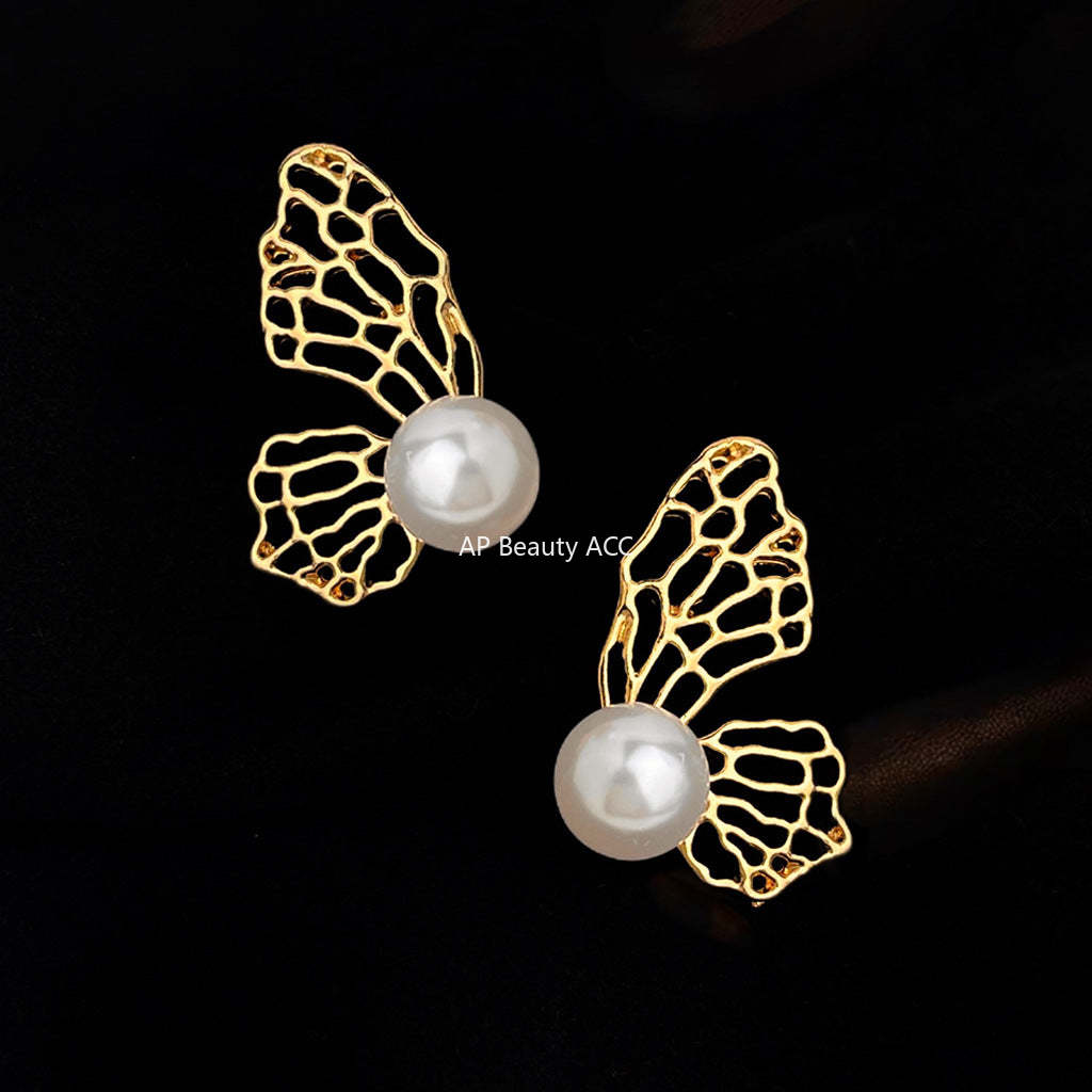 C관 - 투웨이 디자인 진주 나비 은침 귀걸이 [5497] 25.02-1