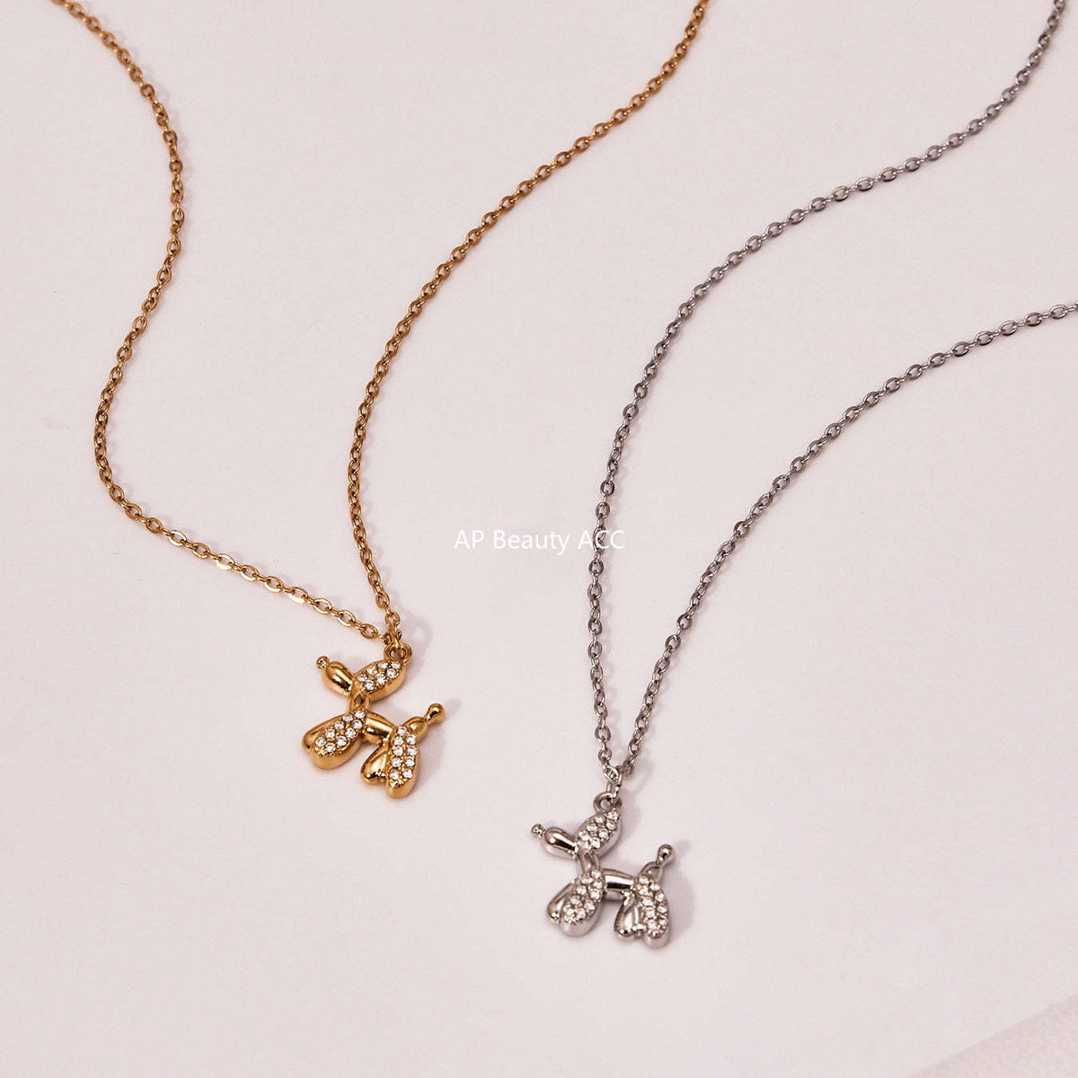 D관 - 큐빅 벌룬독 강아지 펜던트 스테인리스 목걸이 귀걸이 팔찌 [TXP469] 25.11-3