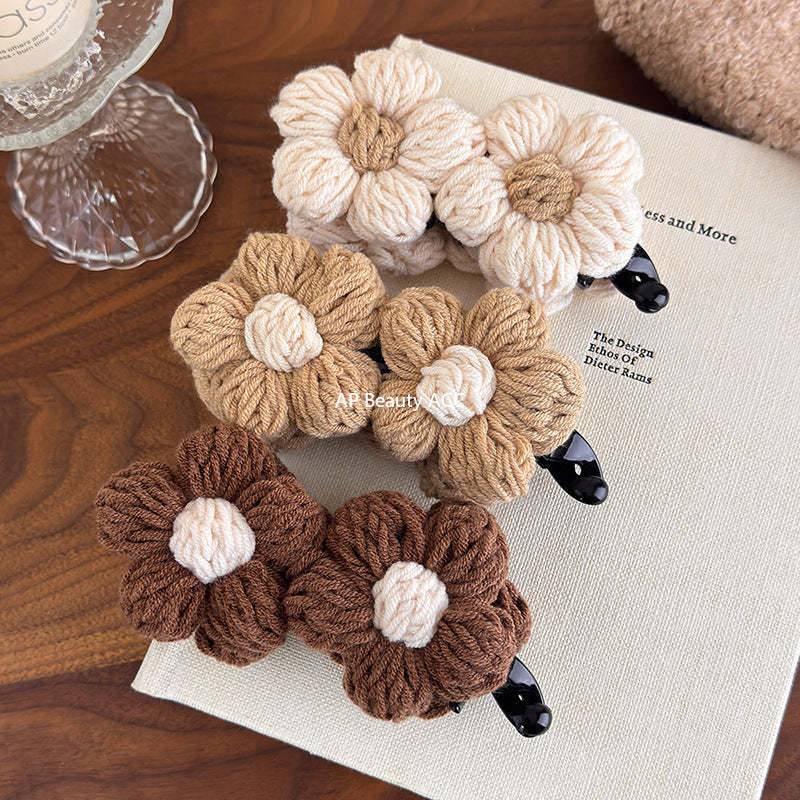 E관 - 레트로 니트 투 플라워 집게핀 [27628] 25.11-1