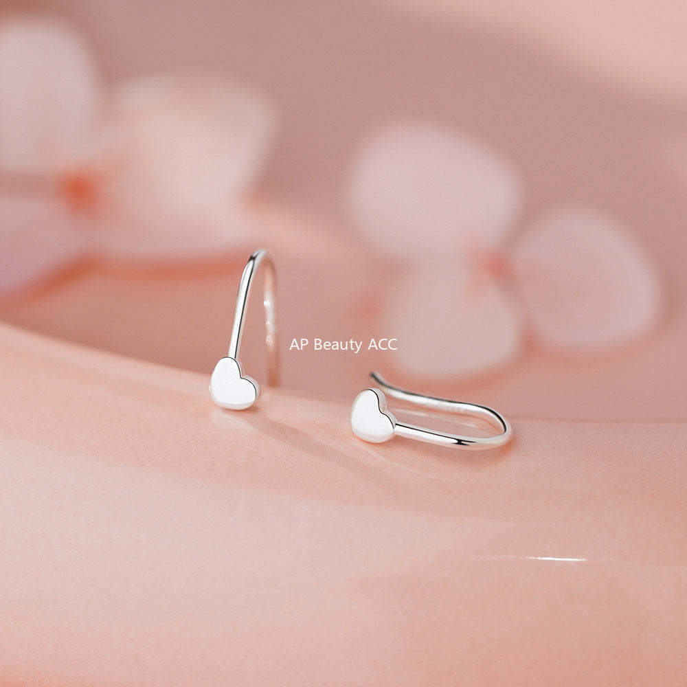 B관 - 999 실버 하트 디자인 후크형 귀걸이 [YC9212E_1] 25.11-4