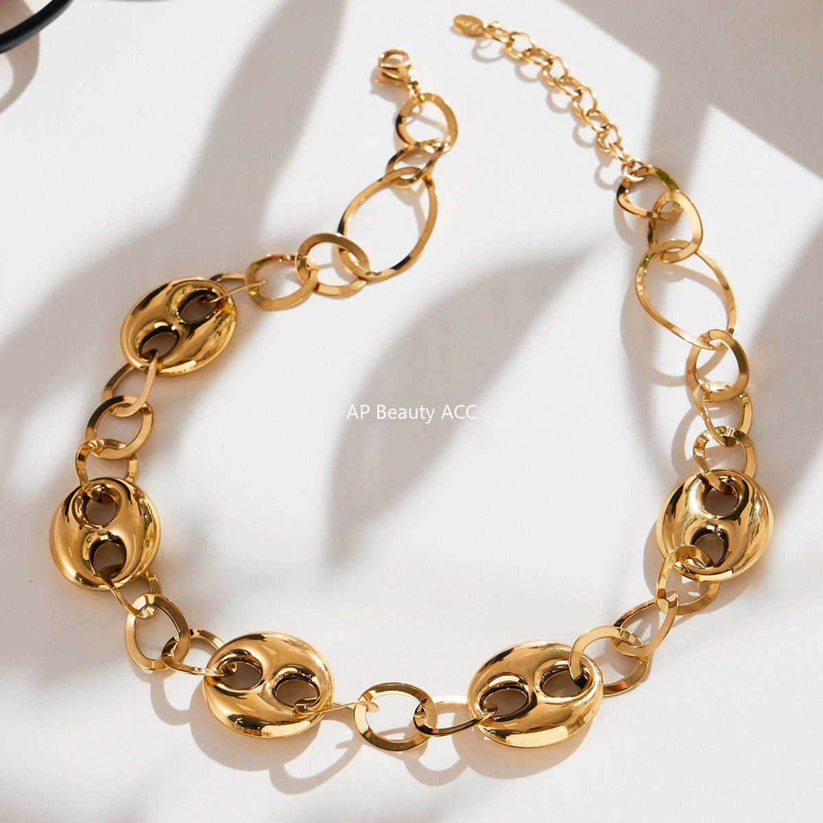 D관 - 18K 도금 스테인리스 스틸 더블 원형 볼드 체인 목걸이 [P1440] 25.10-2