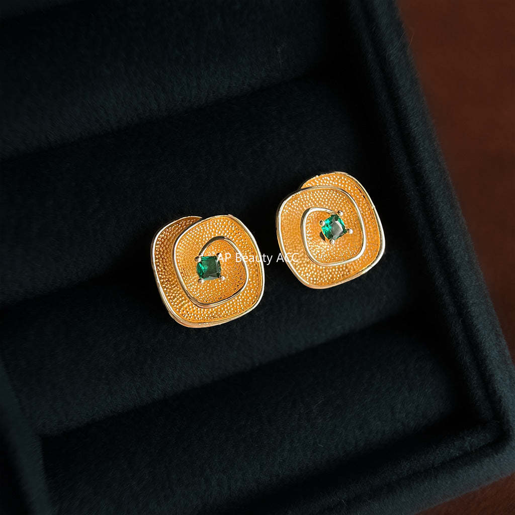 C관 - 925 은침 큐빅 기하학 사각 디자인 귀걸이 [6954] 25.10-4