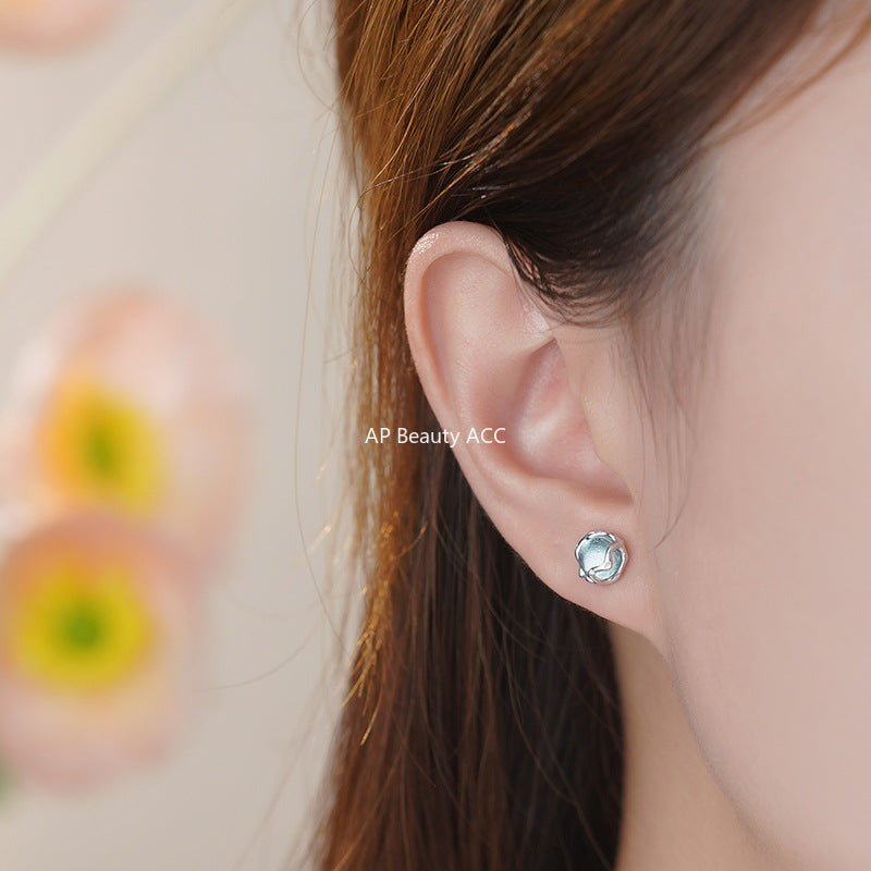 B관 - 925 실버 물빛 글라스 스톤 귀걸이 [YC6705E_1] 25.10-2