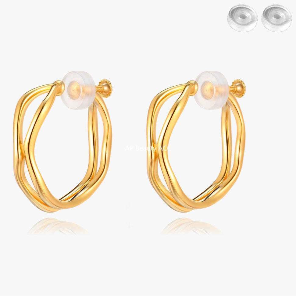 A관 - 불규칙 더블 레이어 귀찌 귀걸이 [EJ-60] 25.12-3