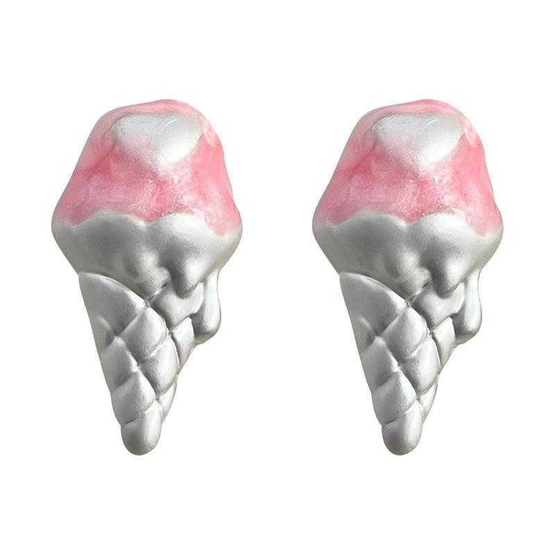 C관 - 귀엽고 상큼한 아이스크림 모양 화이트 골드 도금 귀걸이 [3681] 24.03-5