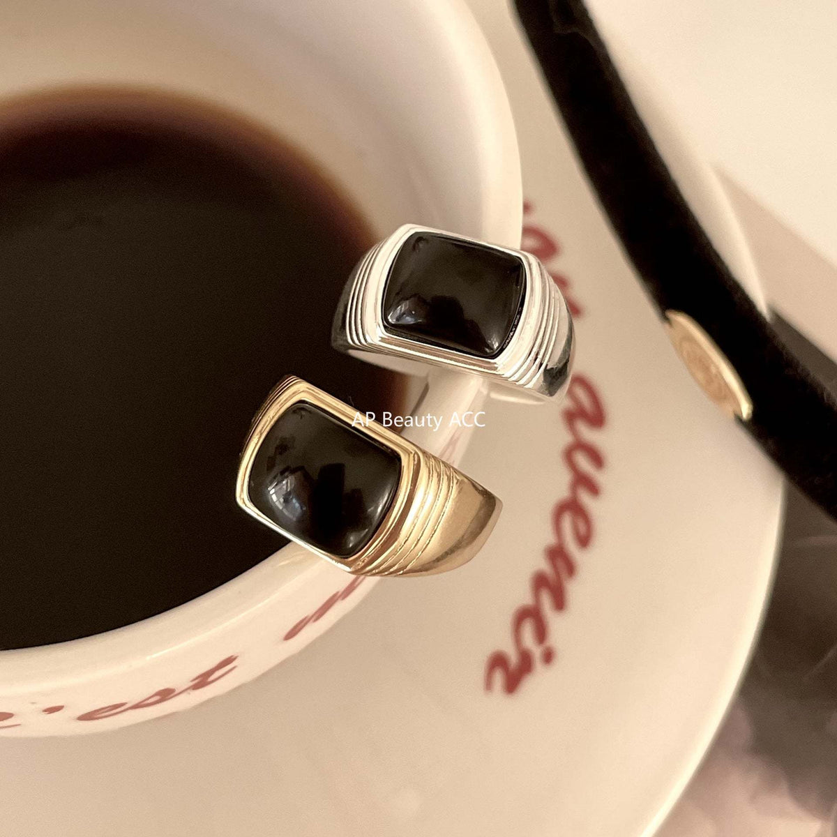 F관 - 925 실버 블랙 오닉스 오픈형 반지 [J1709] 25.12-1