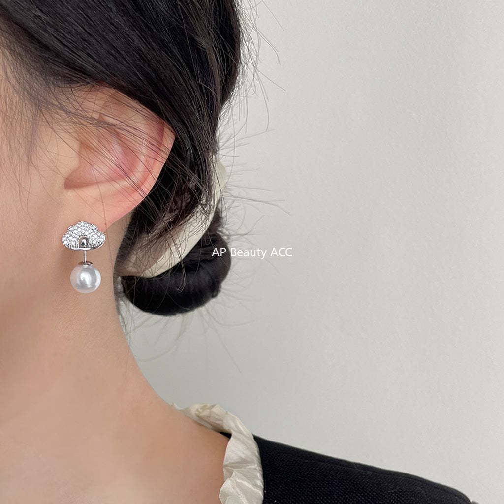 C관 - 미니 큐빅 흰 구름 은침 귀걸이 개성 있는 인스타그램 스타일 귀걸이 [4039] 24.05-2