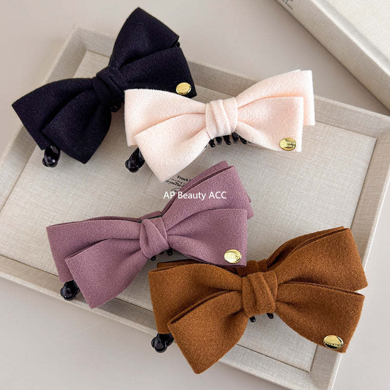 E관 - 양면 모직 리본 골드 포인트 집게핀 [27639] 25.11-1