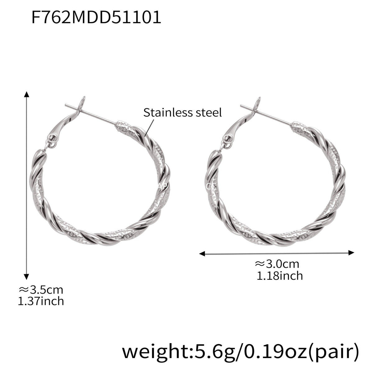 D관 - 스테인리스 18K 도금 레이어 하트 트위스트 귀걸이 [F753] 25.11-1