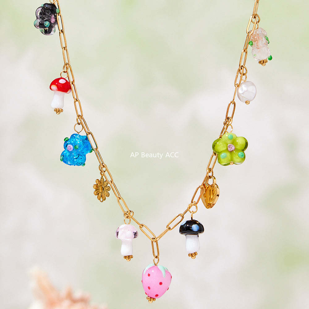 D관 - 스테인리스 스틸 나비 큐빅 레진 에나멜 펜던트 목걸이 [P2183] 25.10-4