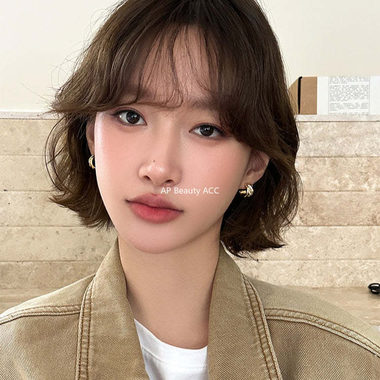 A관 - 큐빅 반원형 925 은침 스터드 귀걸이 [EH-4282] 25.12-1