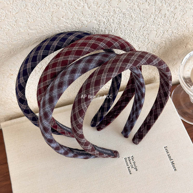 E관 - 체크 패브릭 슬림 머리띠 [27501] 25.09-4