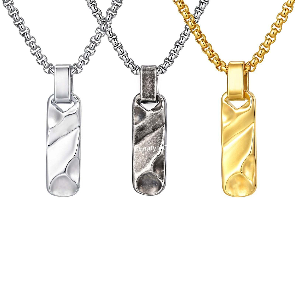 G관 - 입체 직사각 펜던트 스테인리스 스틸 목걸이 [PN-2272] 25.12-2