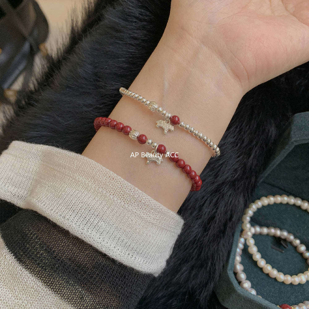 A관 - 말 펜던트 자금사 비즈 핸드메이드 925 실버 팔찌 [1640-1641] 25.12-3