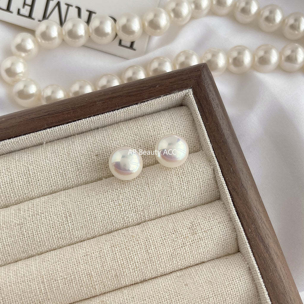 C관 - 고품질 담수 진주 라운드 펄 14K 도금 은침 귀걸이 [4566-4570] 24.07-2