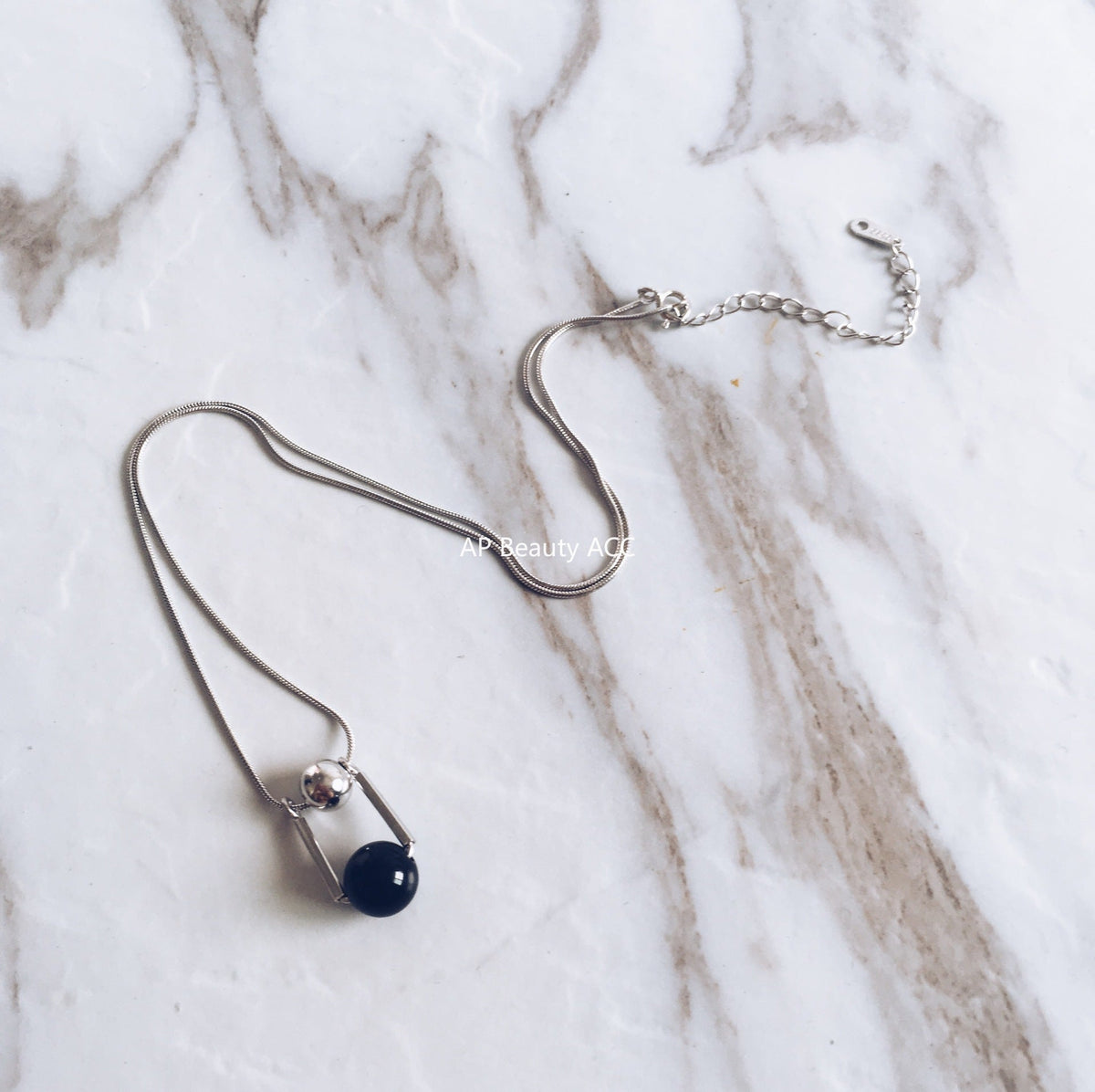 F관 - 925 실버 블랙 오닉스 목걸이 [B99] 25.10-1