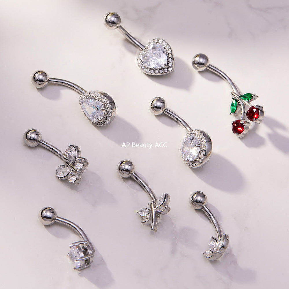 D관 - 스테인리스 큐빅 나비 하트 체리 물방울 18K 도금 피어싱 귀걸이 [H001] 25.11-2