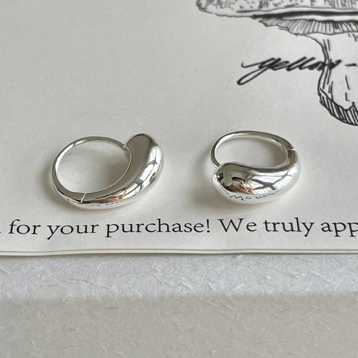 F관 - 925 실버 물방울 디자인 후프 귀걸이 [C1416] 25.11-1