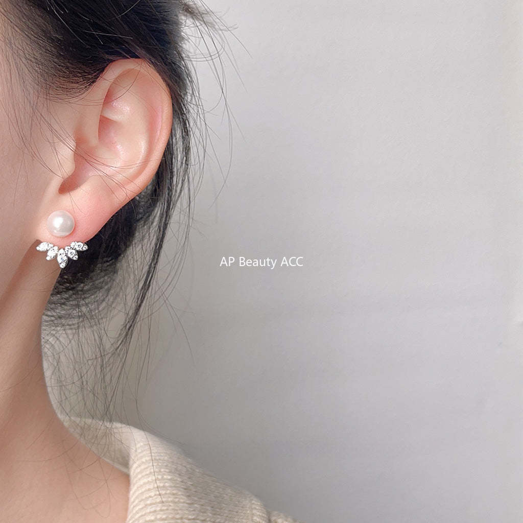 C관 - 미세 큐빅과 진주 디자인 2-way 착용 고급스러운 귀걸이 [3553] 24.01-2