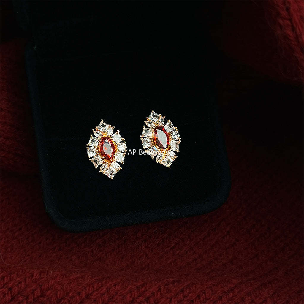 C관 - 14K 도금 레트로 큐빅 925 은침 귀걸이 [7189] 25.12-2