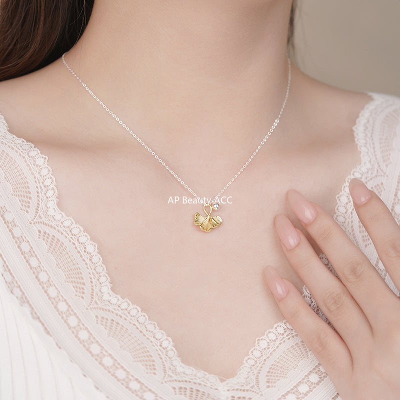 B관 - 999 실버 은행잎 모양 펜던트 목걸이 [YC2291N_1] 25.11-1