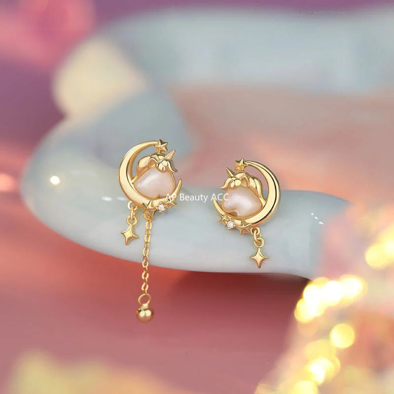 B관 - 999 실버 유니콘 달 디자인 목걸이 귀걸이 팔찌 [YC2200N_1 YC4829E_1 YC5416SL_1] 25.10-1