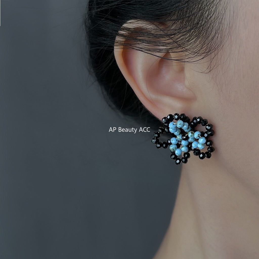 C관 - 925 은침 핸드메이드 비즈 플라워 귀걸이 [6861] 25.10-1