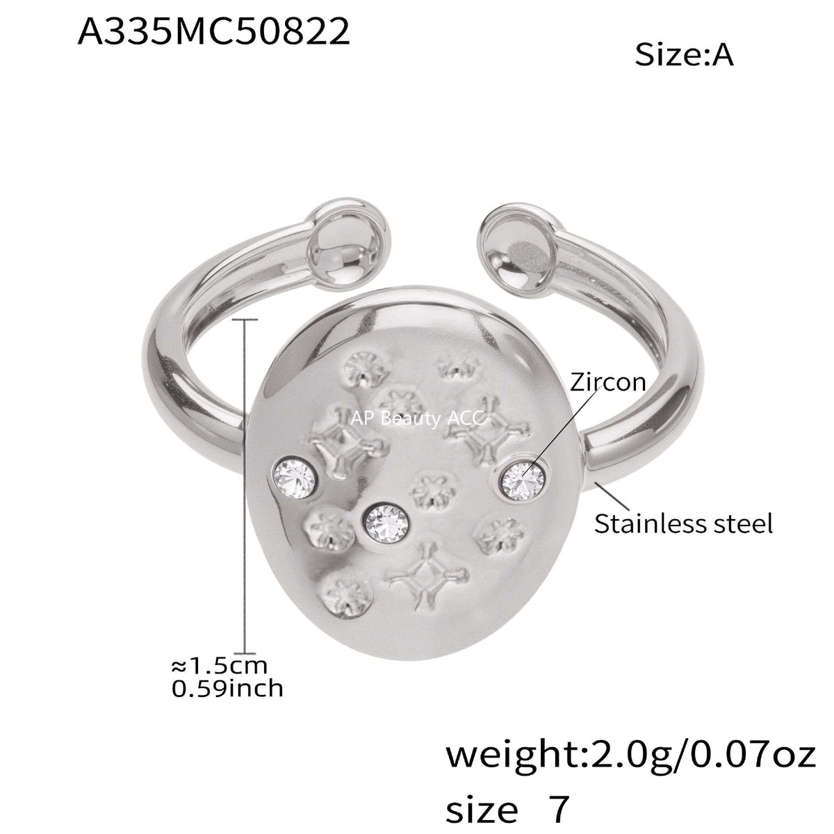 D관 - 불규칙 원형 오각별 큐빅 18K 골드 도금 오픈 반지 [A276-A335] 25.09-4