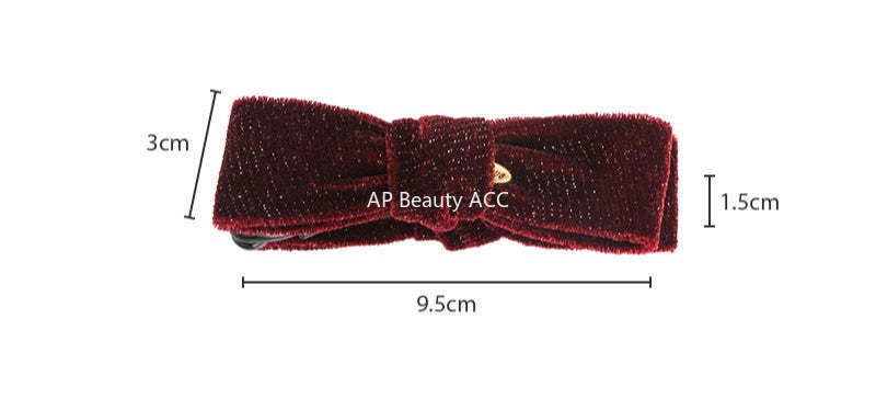 E관 - 글리터 벨벳 리본 모양 바나나 집게핀 [27763] 25.12-1