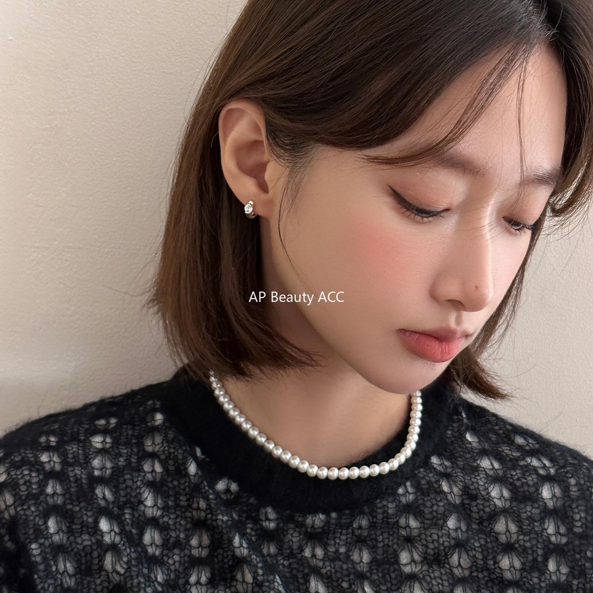 A관 - 원형 큐빅 925 은침 링 귀걸이 [EH-3522.SJ] 25.12-2