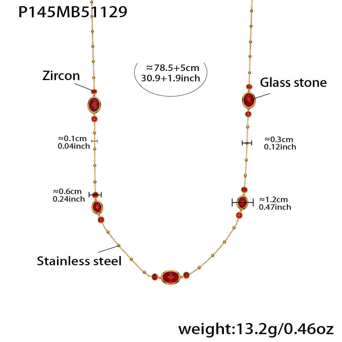 D관 - 스테인리스 스틸 타원형 컷팅 글라스 스톤 18K도금 목걸이 팔찌 귀걸이 [TXP506] 25.12-1