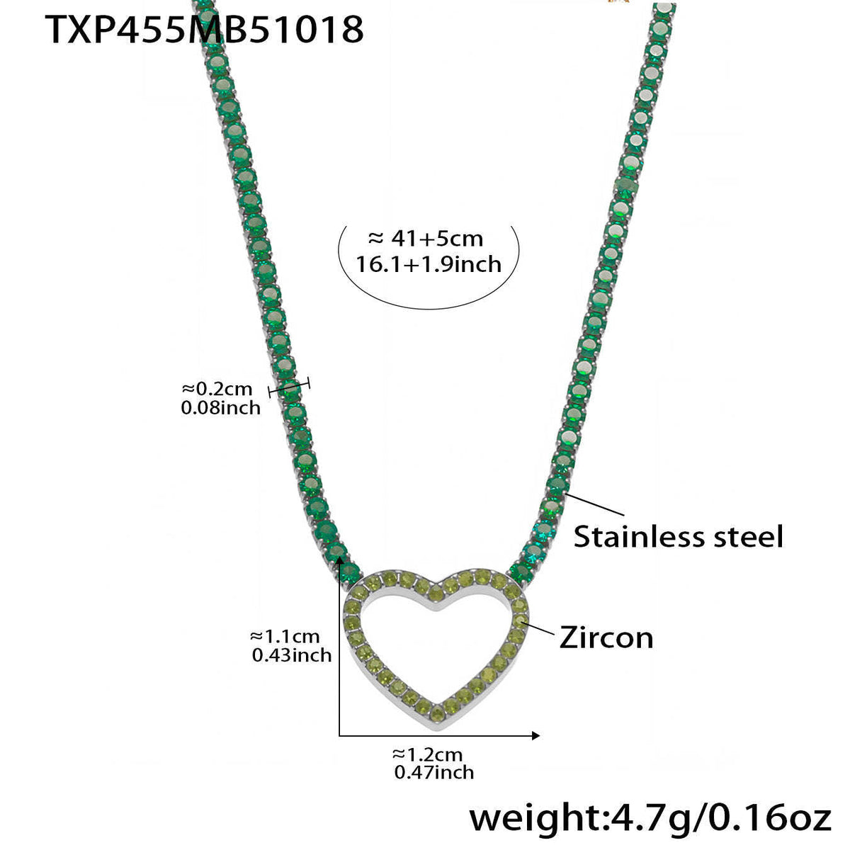 D관 - 스테인리스 스틸 풀큐빅 하트 체인 귀걸이 목걸이 팔찌 [TXP455] 25.10-4