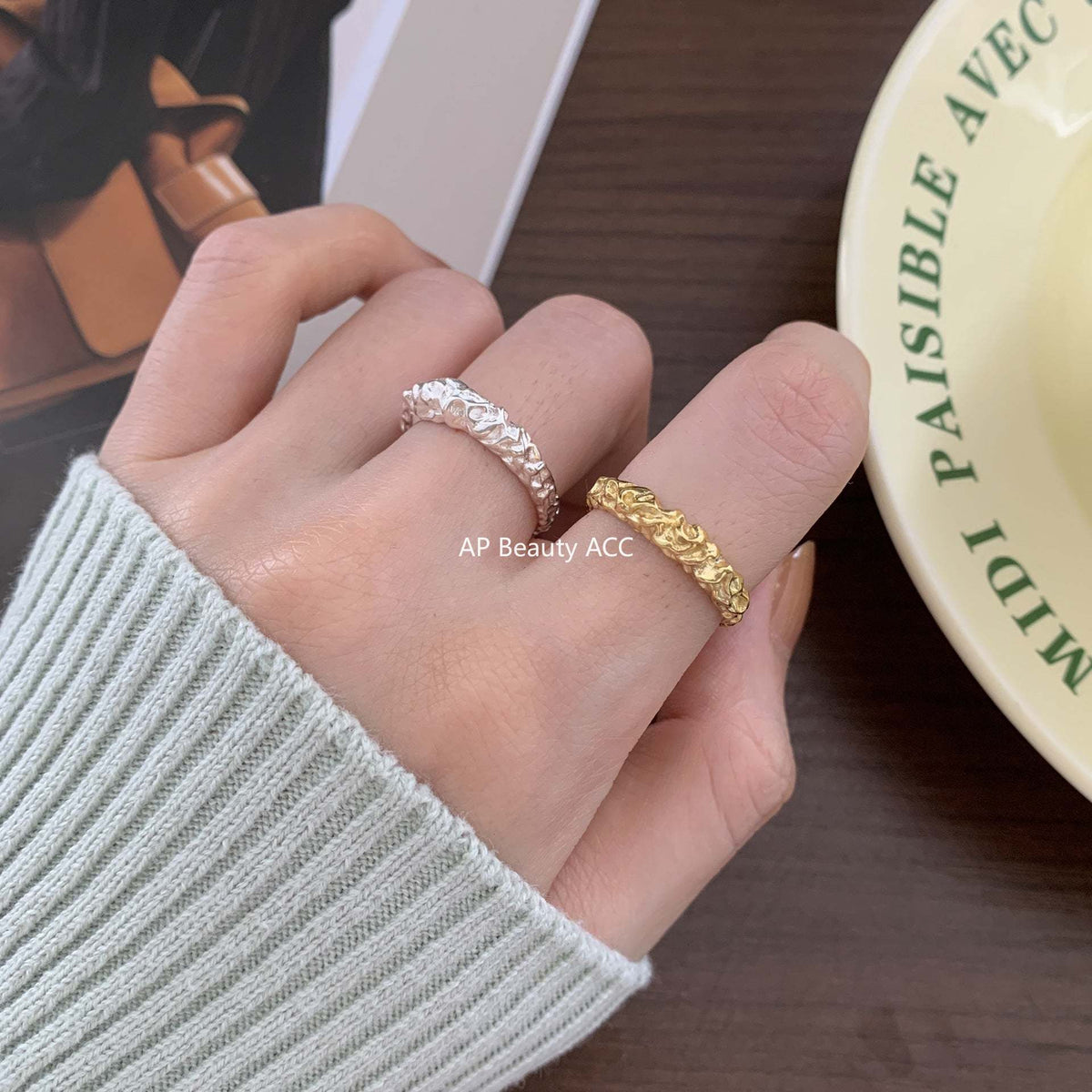 F관 - 925 실버 비정형 요철 포일 질감 오픈형 반지 [J1393] 25.12-3